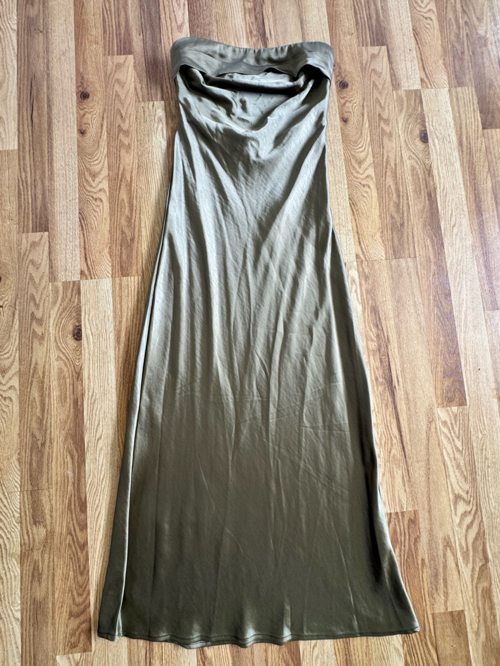 Amazon Olive Green Strapless Maxi Skirt